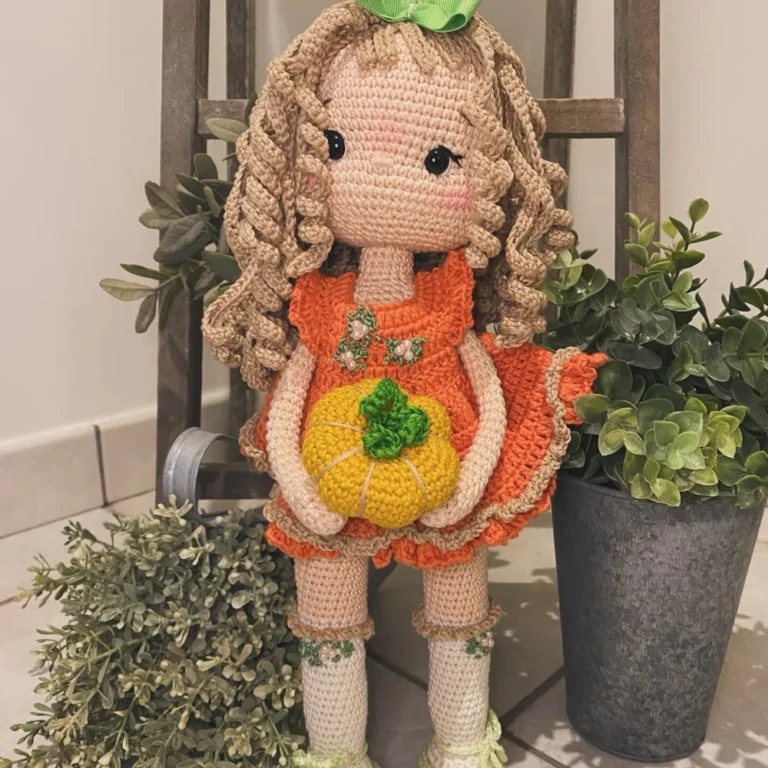 Pattern crochet doll PDF in English pattern crochet doll amigurumi pattern soft doll amigurumi toy doll dress pumpkin Doll photo review