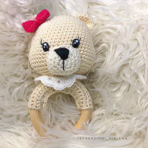 Crochet Bear Rattle/Teether, Holder/Pattern/PDF/English/ Amigurumi, Handmade, Baby toy, Baby shower, Newborn Toy, Crochet Bear photo review