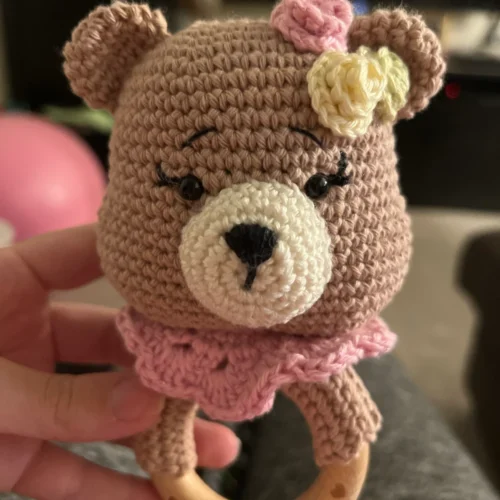 Crochet Bear Rattle/Teether, Holder/Pattern/PDF/English/ Amigurumi, Handmade, Baby toy, Baby shower, Newborn Toy, Crochet Bear photo review