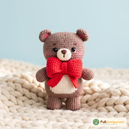 Christmas teddy bear with red bow tie, amigurumi pattern, PDF tutorial – FullAmigurumi crochet pattern (photo 2)