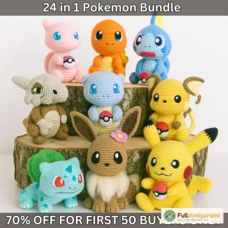 24in1 Pokémon-Inspired Amigurumi Pattern Bundle, Pokemon Mini Bundle C – all patterns included