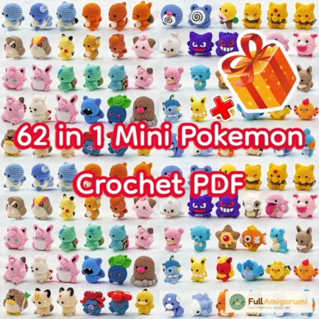 62 in 1 Mini Pokemon Crochet PDF - Pikachu, Charmander, Squirtle & Bul – all patterns included