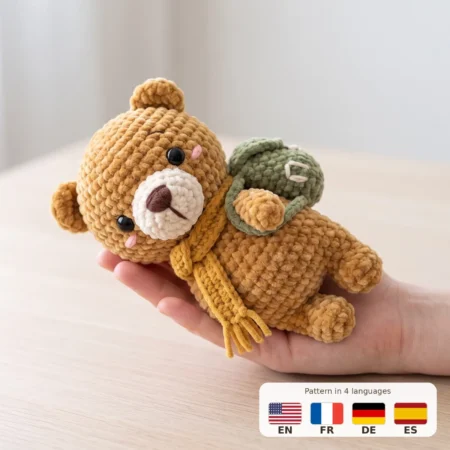 Traveler Bear – no-sew amigurumi crochet pattern