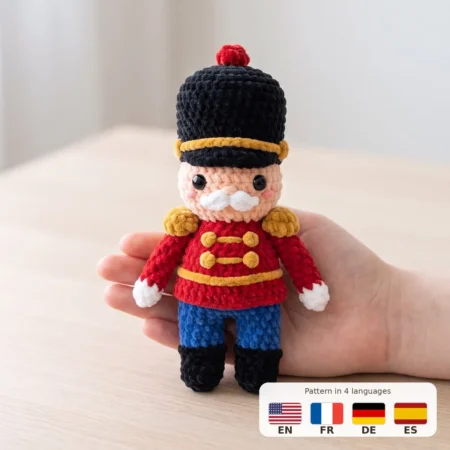 Nutcracker Soldier – no-sew amigurumi crochet pattern