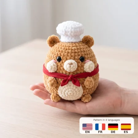 Chef Hamster – no-sew amigurumi crochet pattern