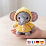 Raincoat Elephant – no-sew amigurumi crochet pattern
