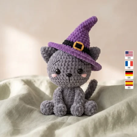 Witch-Hat Kitten – crochet pattern amigurumi cat