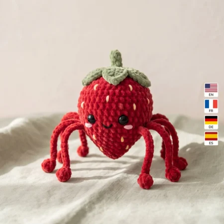 Strawberry Spider – no-sew amigurumi crochet pattern