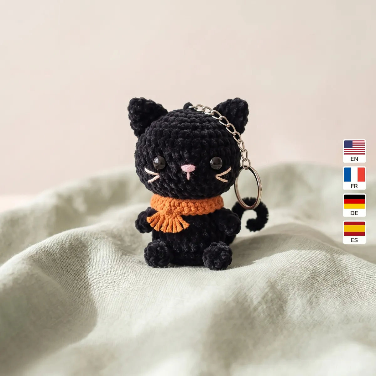 Black Cat Keychain 1 Black Cat Keychain – crochet patterns for cats
