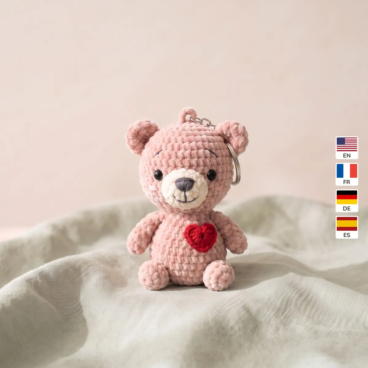 Heart Keychain Bear 1 Heart Keychain Bear – small crochet keychains