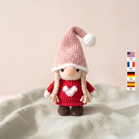 Valentine Gnome Couple – no-sew amigurumi crochet pattern