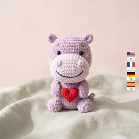 Hippo with a Heart – no-sew amigurumi crochet pattern
