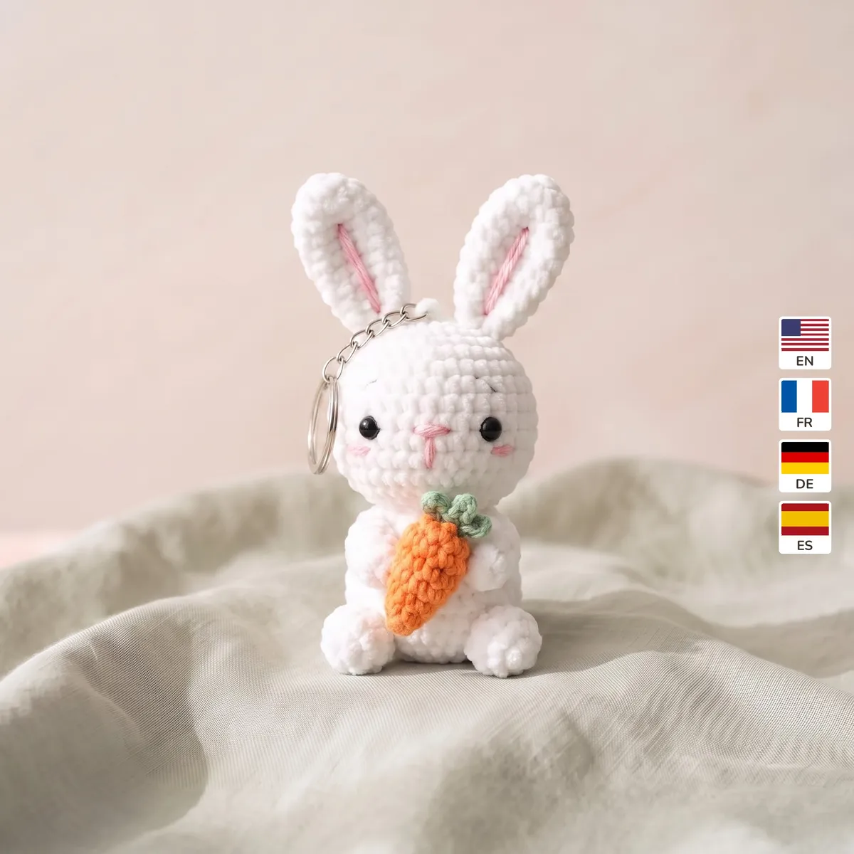 Bunny with Carrot Keychain 1 Bunny with Carrot Keychain – rabbit crochet pattern