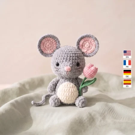 Mouse with a Tulip – no-sew amigurumi crochet pattern