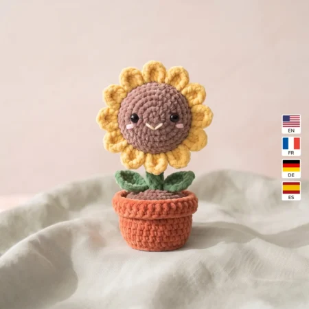 Sunflower in a Pot – no-sew amigurumi crochet pattern