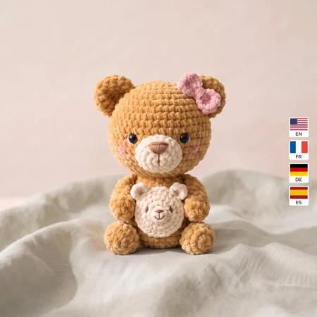 Mama Bear and Cub – no-sew amigurumi crochet pattern