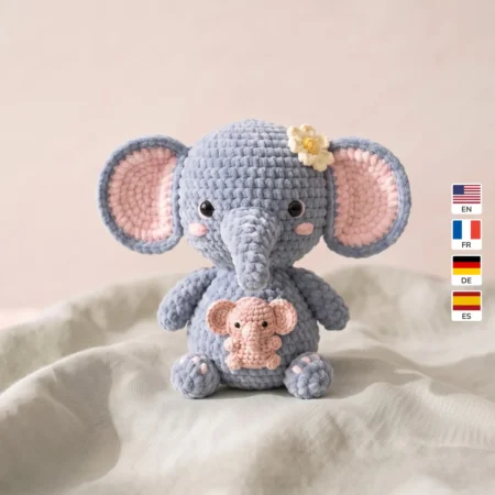 Elephant Mom and Baby – no-sew amigurumi crochet pattern