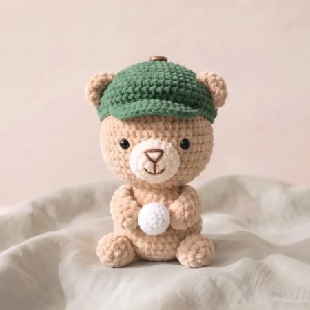 Bear with Golf Cap and Ball – no-sew amigurumi crochet pattern (photo 2)