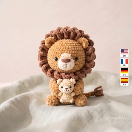 Lion Dad and Cub – no-sew amigurumi crochet pattern