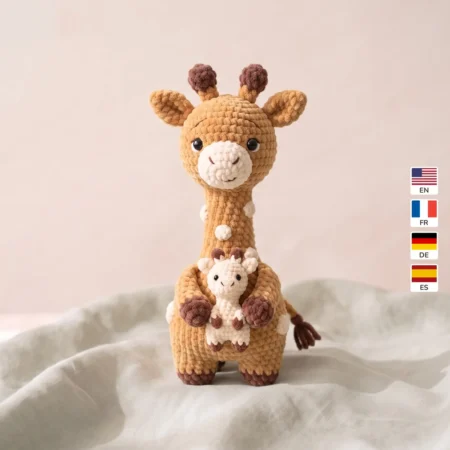 Giraffe Mom and Baby – no-sew amigurumi crochet pattern
