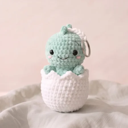 Dino in Egg Keychain – crochet dino (photo 2)