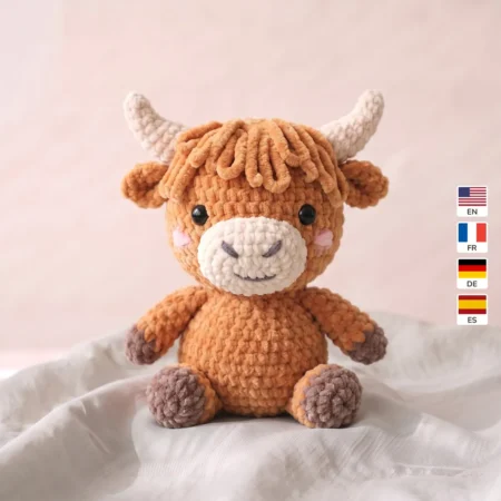 Highland Cow – no-sew amigurumi crochet pattern