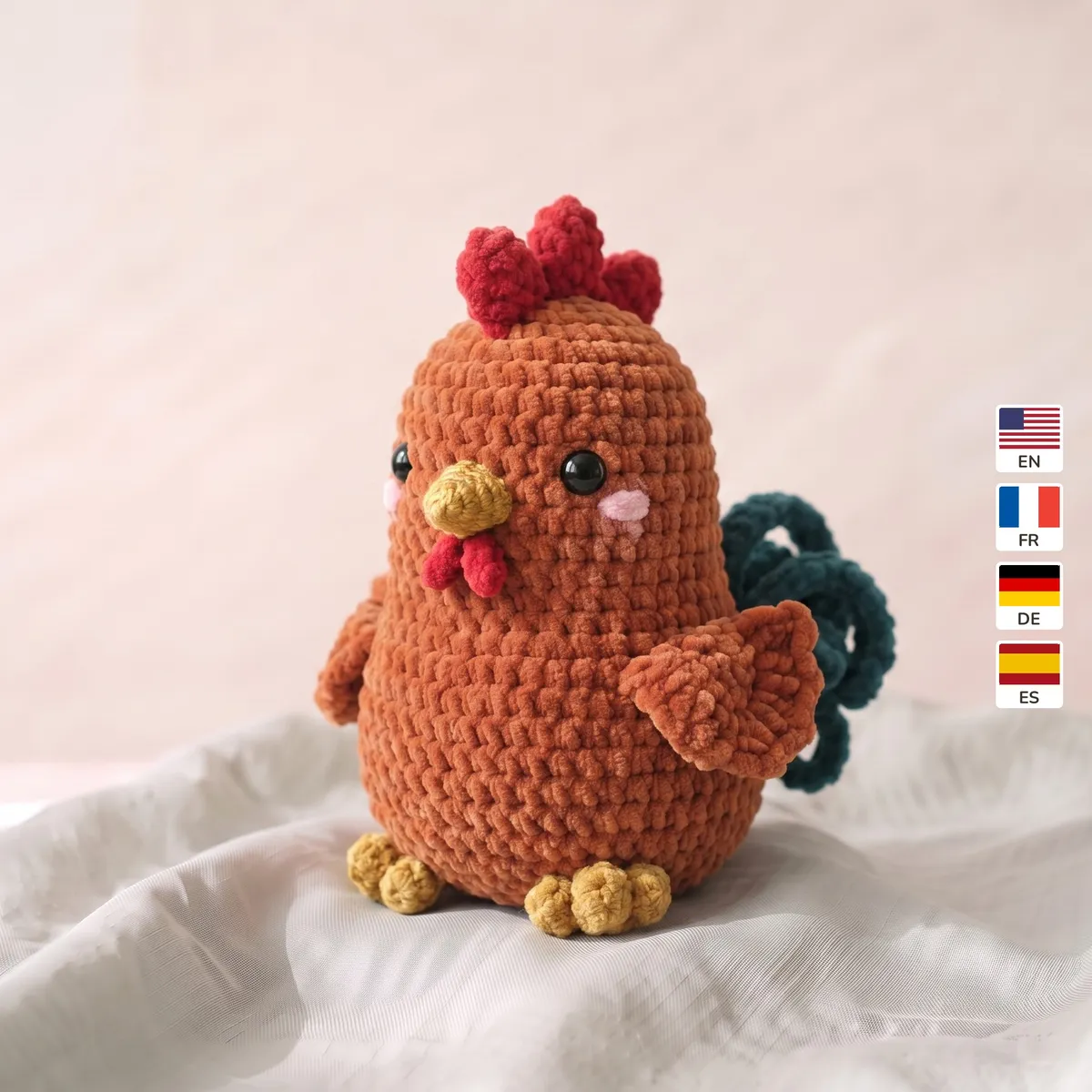 Rooster 1 Rooster – no-sew amigurumi crochet pattern