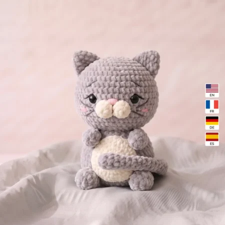 Chubby Grey Cat – small cat crochet pattern