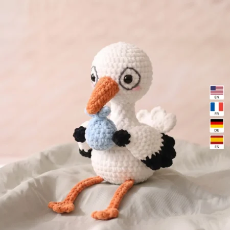 Stork with Bundle – no-sew amigurumi crochet pattern