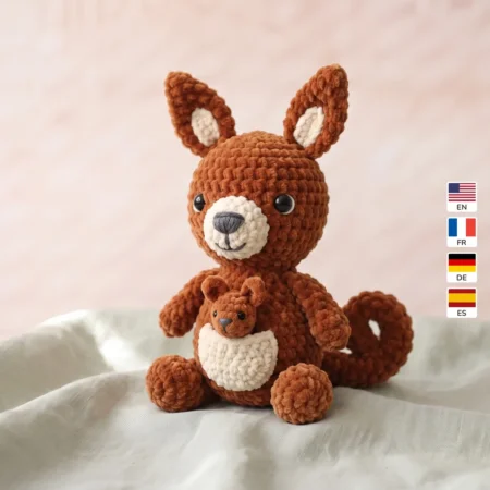 Kangaroo with Joey – no-sew amigurumi crochet pattern