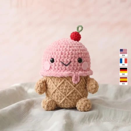 Ice Cream Cone – no-sew amigurumi crochet pattern