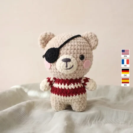 Pirate Bear – no-sew amigurumi crochet pattern