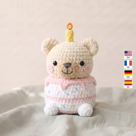 Birthday Cake Bear – no-sew amigurumi crochet pattern