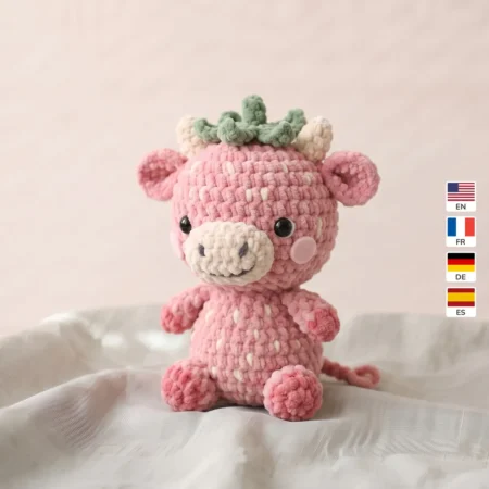 Strawberry Cow – no-sew amigurumi crochet pattern