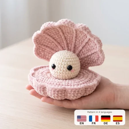Clam with Pearl – no-sew amigurumi crochet pattern