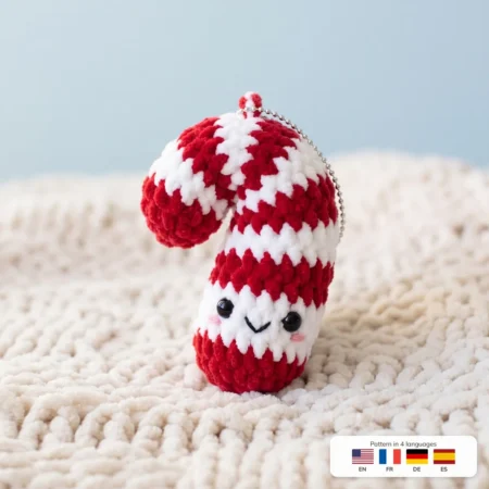 Candy Cane Charm – cute crochet keychain ideas