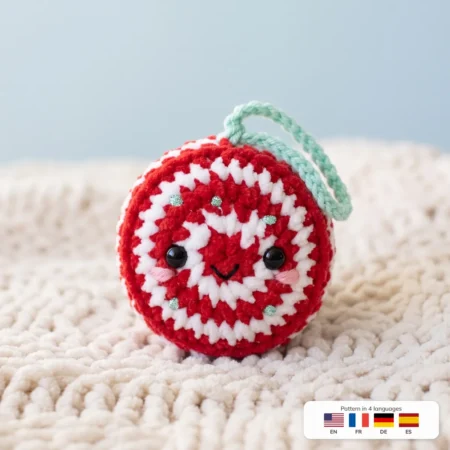 Peppermint Swirl Charm – crochet bunny keychain