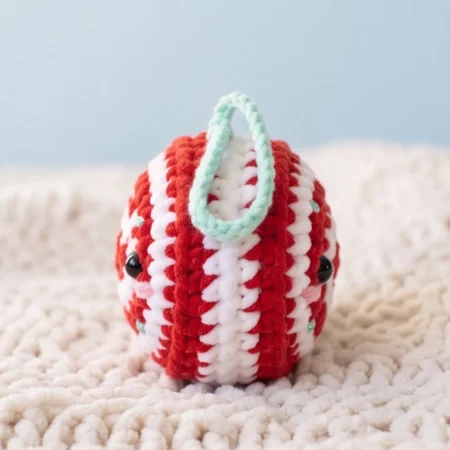 Peppermint Swirl Charm – crochet bunny keychain (photo 2)