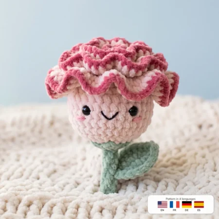 Carnation Buddy – no-sew amigurumi crochet pattern
