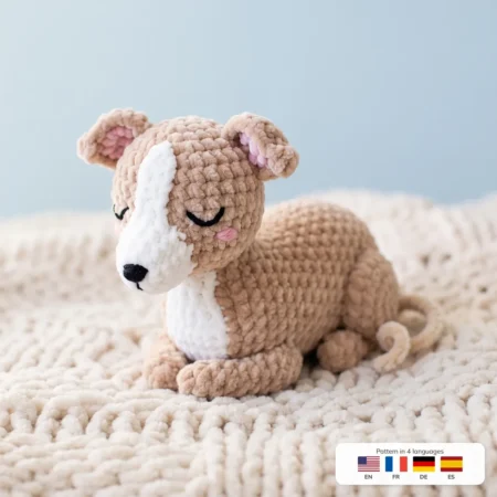 Sleepy Whippet – no-sew amigurumi crochet pattern