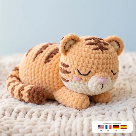 Sleepy Tiger Cub – no-sew amigurumi crochet pattern
