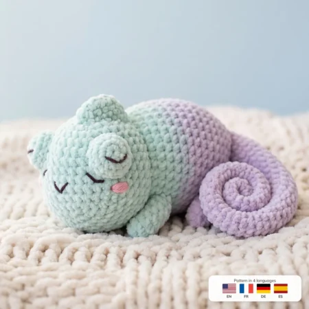 Sleepy Chameleon – no-sew amigurumi crochet pattern