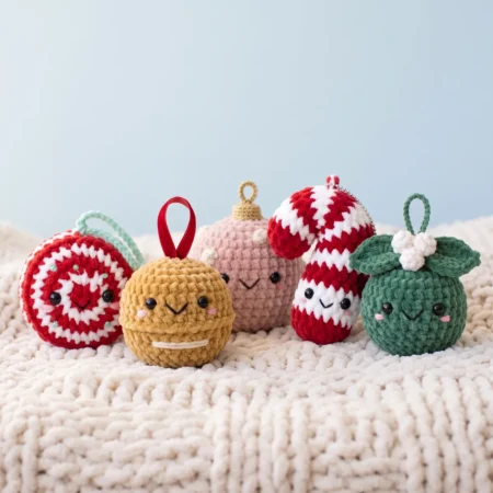 Tiny Tree Trims – no-sew amigurumi crochet pattern
