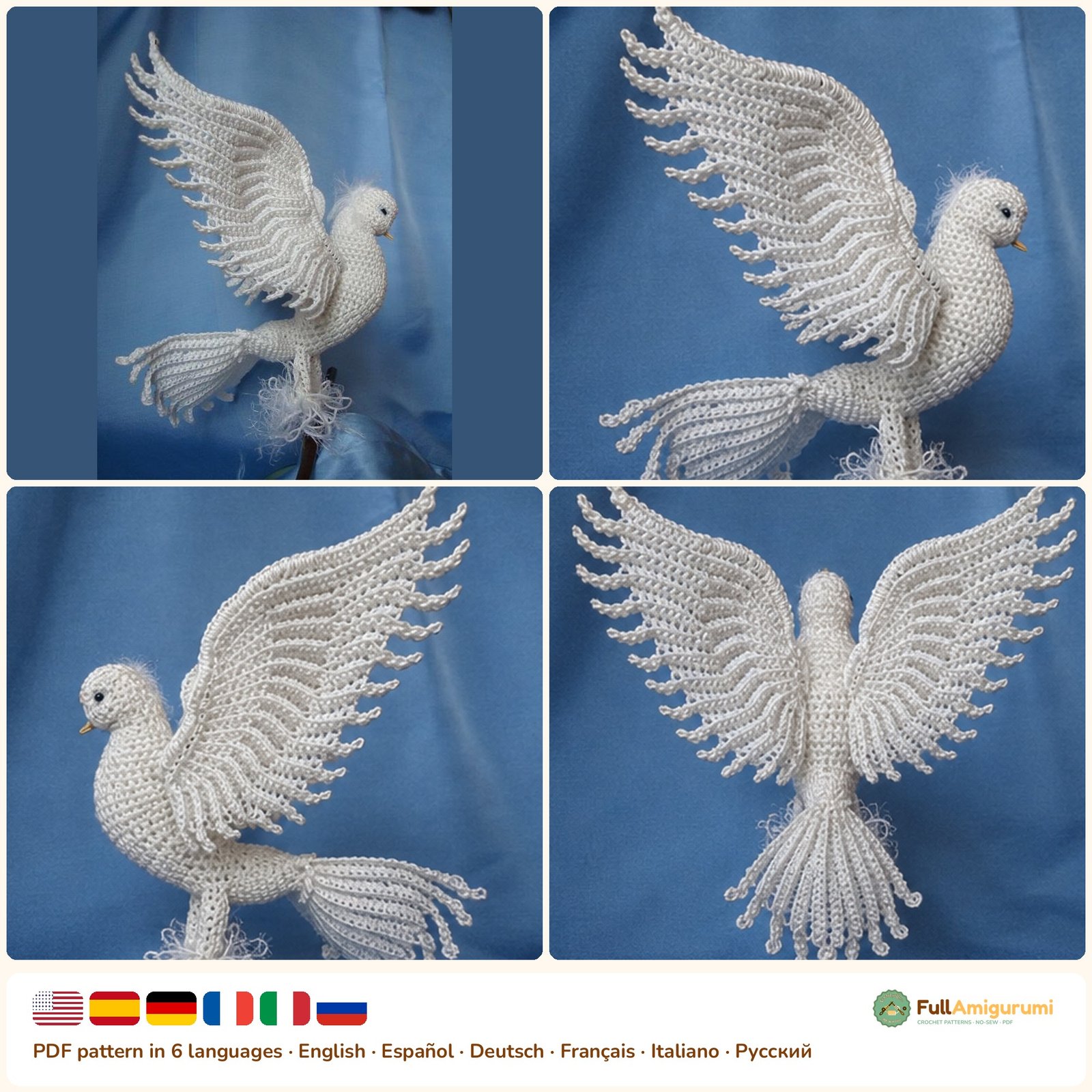 White Dove - FullAmigurumi White Dove crochet pattern