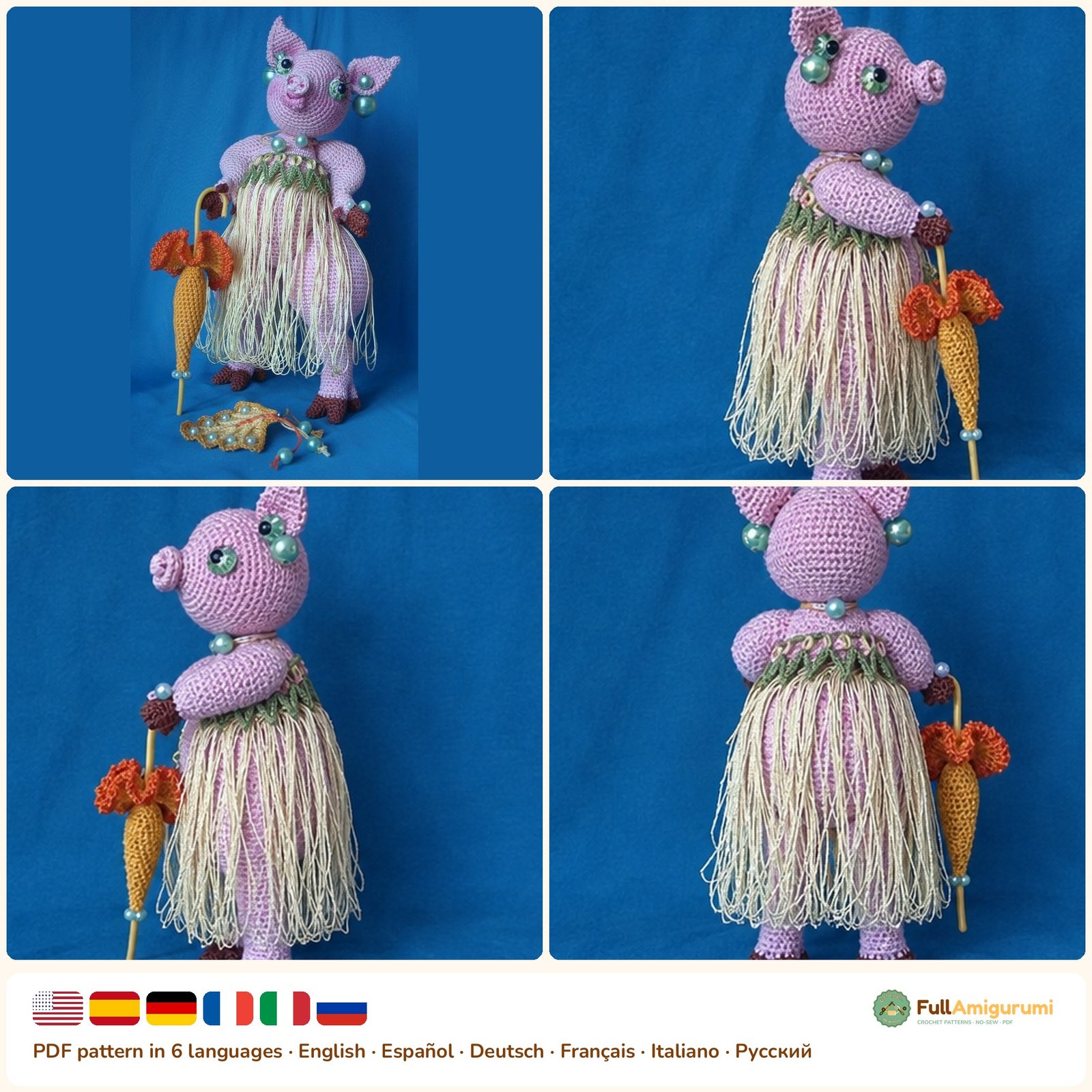 Hula Piggy - FullAmigurumi Hula Piggy crochet pattern