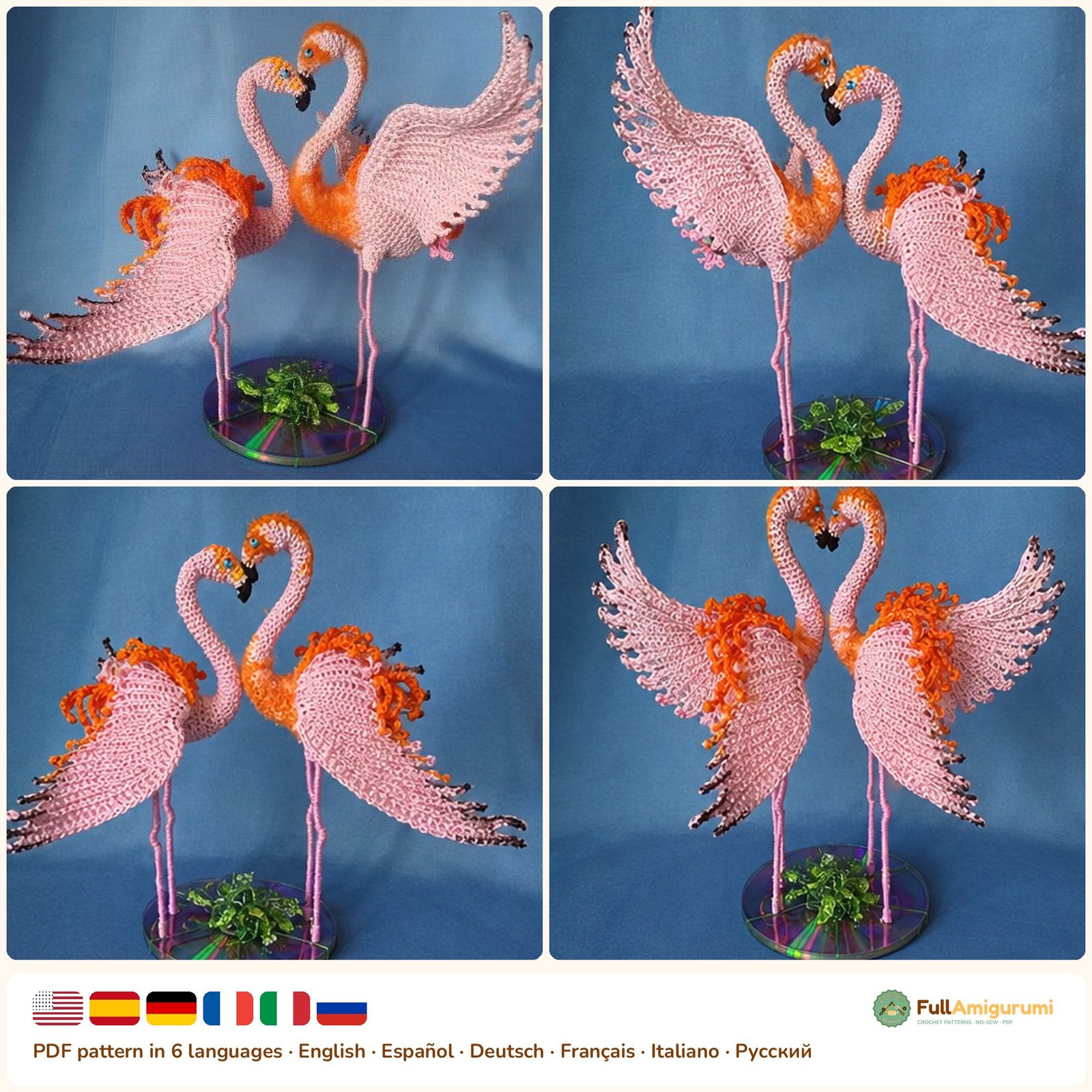 Flamingo Couple - FullAmigurumi Flamingo Couple crochet pattern