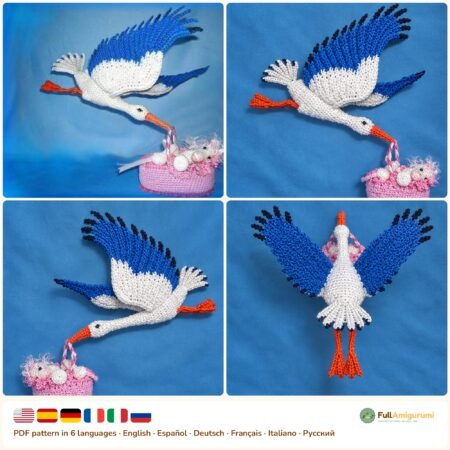 Stork with Basket crochet pattern