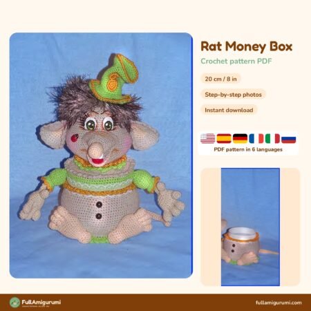 Rat Money Box crochet pattern