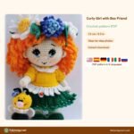 Curly Girl with Bee crochet pattern