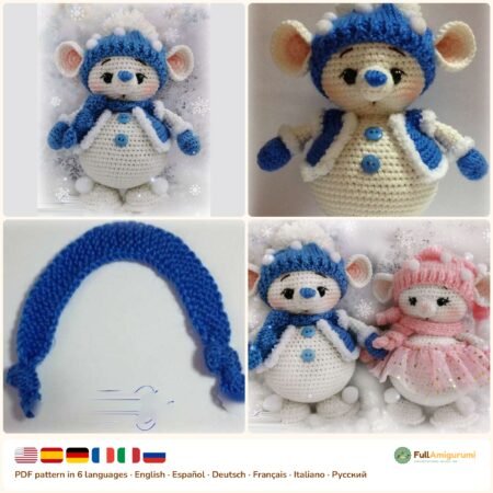 Snow Mouse Gentleman crochet pattern